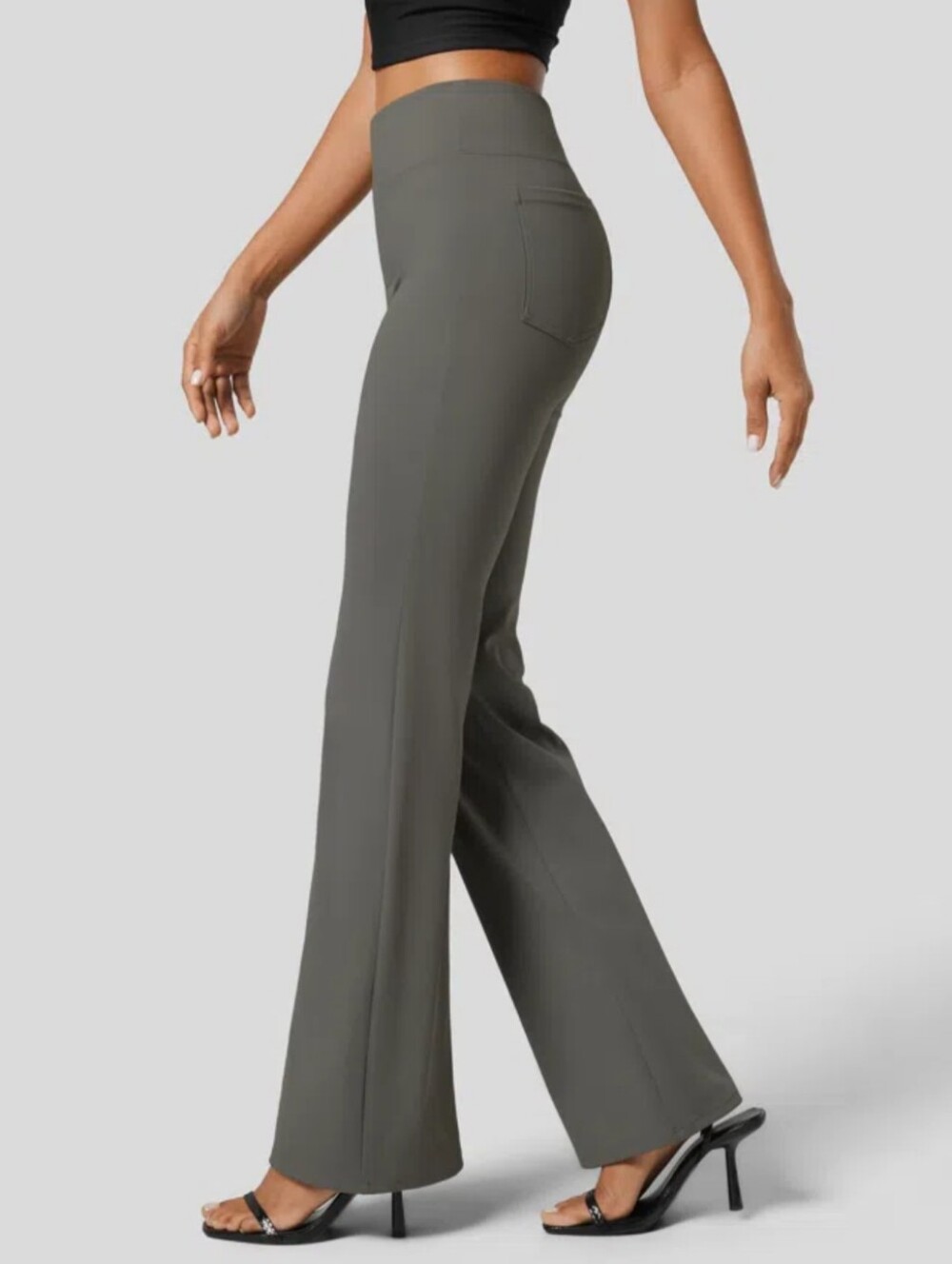 Halara Flex High Waisted Back Side Pocket Slight Flare Pants Medium Tall NEW